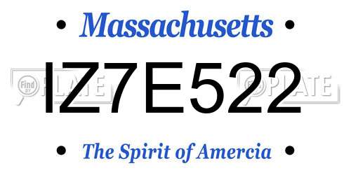 IZ7E522 Massachusetts License Plate