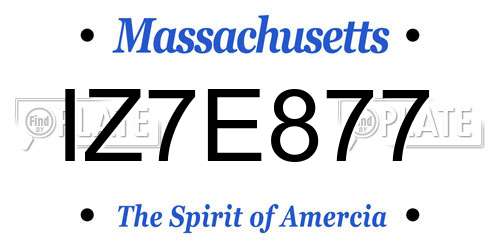 IZ7E877 Massachusetts License Plate