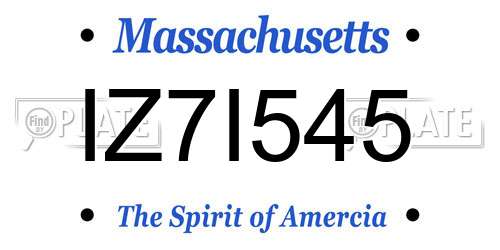 IZ7I545 Massachusetts License Plate