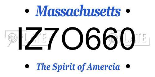 IZ7O660 Massachusetts License Plate