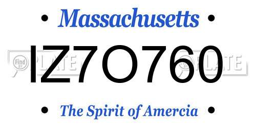 IZ7O760 Massachusetts License Plate