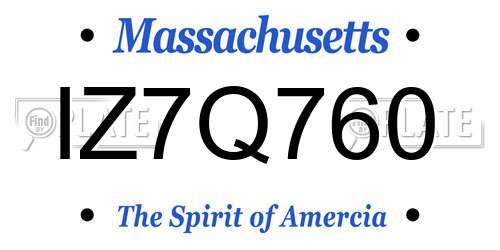 IZ7Q760 Massachusetts License Plate