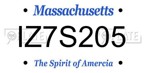 IZ7S205 Massachusetts License Plate