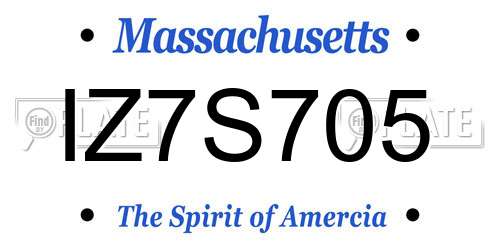 IZ7S705 Massachusetts License Plate