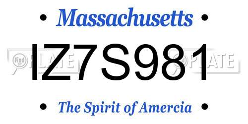 IZ7S981 Massachusetts License Plate