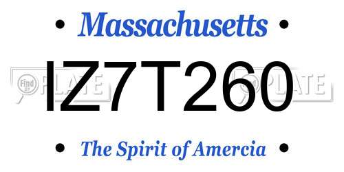 IZ7T260 Massachusetts License Plate