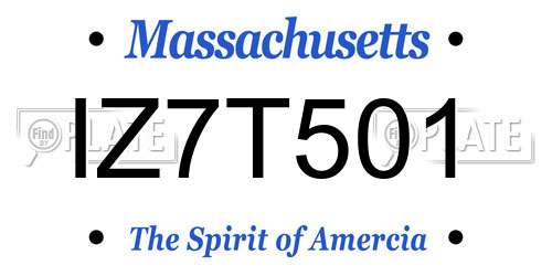 IZ7T501 Massachusetts License Plate