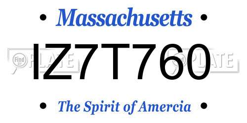 IZ7T760 Massachusetts License Plate