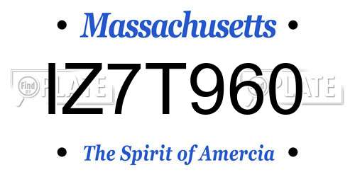 IZ7T960 Massachusetts License Plate