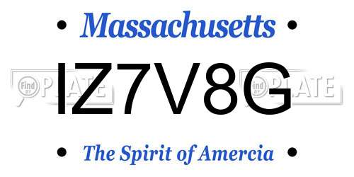 IZ7V8G Massachusetts License Plate