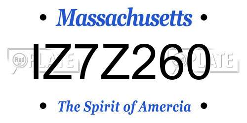IZ7Z260 Massachusetts License Plate