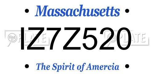 IZ7Z520 Massachusetts License Plate