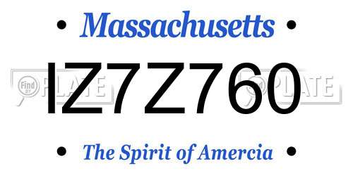 IZ7Z760 Massachusetts License Plate