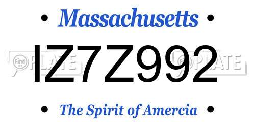 IZ7Z992 Massachusetts License Plate