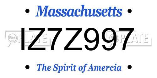 IZ7Z997 Massachusetts License Plate