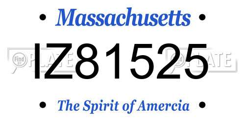 IZ81525 Massachusetts License Plate