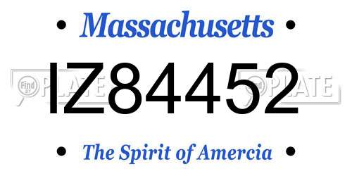 IZ84452 Massachusetts License Plate