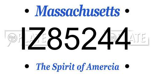 IZ85244 Massachusetts License Plate