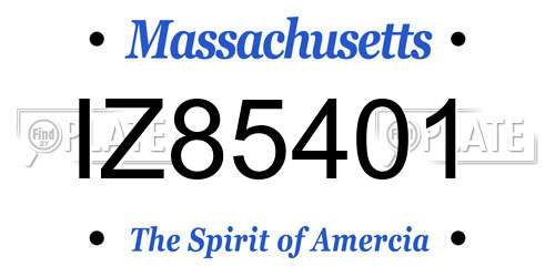 IZ85401 Massachusetts License Plate