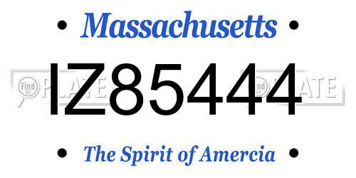 IZ85444 Massachusetts License Plate