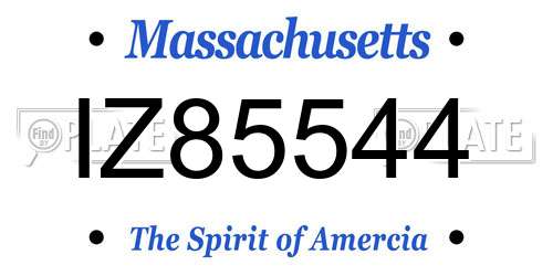 IZ85544 Massachusetts License Plate