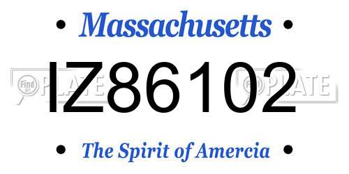 IZ86102 Massachusetts License Plate