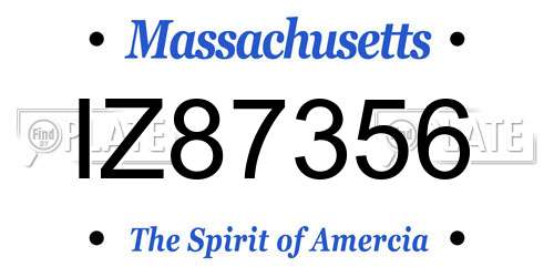 IZ87356 Massachusetts License Plate