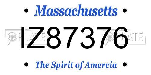 IZ87376 Massachusetts License Plate
