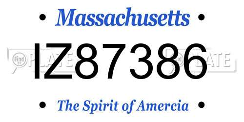 IZ87386 Massachusetts License Plate