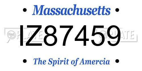 IZ87459 Massachusetts License Plate