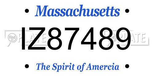 IZ87489 Massachusetts License Plate