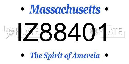 IZ88401 Massachusetts License Plate