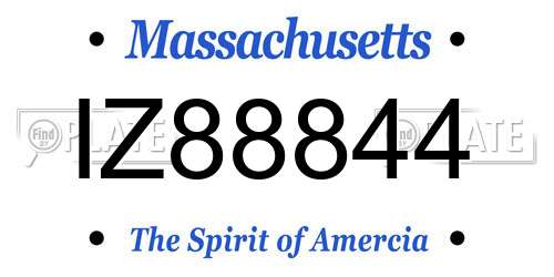 IZ88844 Massachusetts License Plate