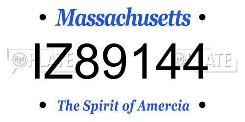 IZ89144 Massachusetts License Plate