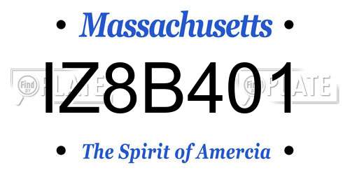 IZ8B401 Massachusetts License Plate