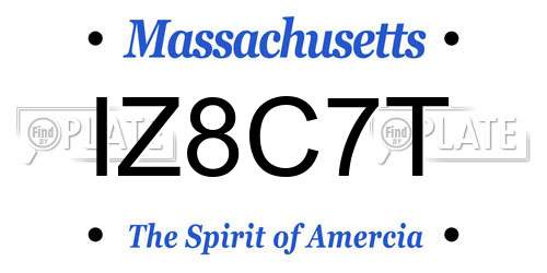 IZ8C7T Massachusetts License Plate