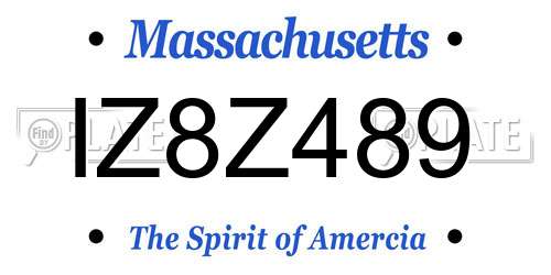 IZ8Z489 Massachusetts License Plate