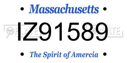 IZ91589 Massachusetts License Plate