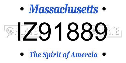 IZ91889 Massachusetts License Plate