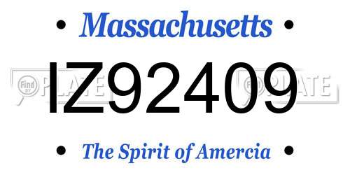 IZ92409 Massachusetts License Plate