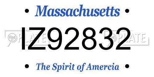 IZ92832 Massachusetts License Plate