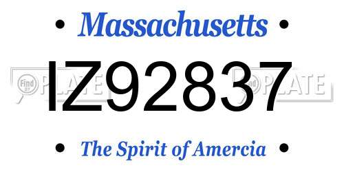 IZ92837 Massachusetts License Plate