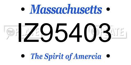 IZ95403 Massachusetts License Plate