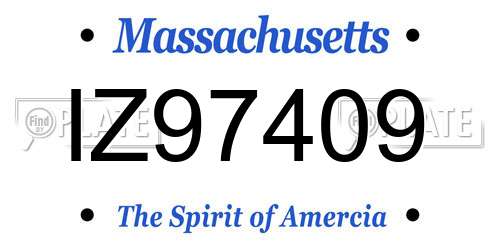 IZ97409 Massachusetts License Plate