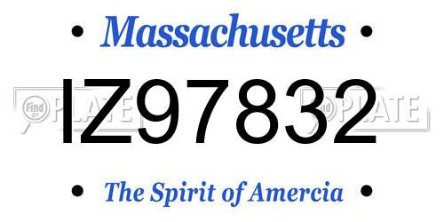 IZ97832 Massachusetts License Plate