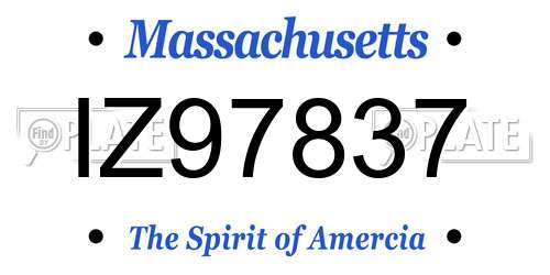 IZ97837 Massachusetts License Plate