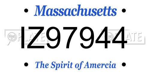 IZ97944 Massachusetts License Plate