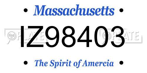 IZ98403 Massachusetts License Plate