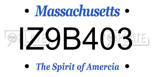 IZ9B403 Massachusetts License Plate