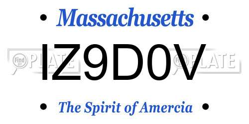 IZ9D0V Massachusetts License Plate